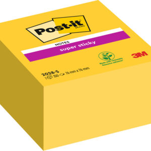 Post-it SupSticky 76x76 cube jaune 350fl