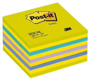 Papillons adh.Post-it cube 76x76 neon bleu/vert