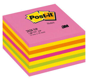 Papillons adh.Post-it cube 76x76 neon rose/jaune